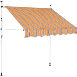 vidaXL Lawn & Garden* Manual Retractable Awning 59" Yellow And Blue Stripes