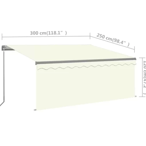 vidaXL Lawn & Garden* Manual Retractable Awning With Blind 9.8'X8.2' Cream