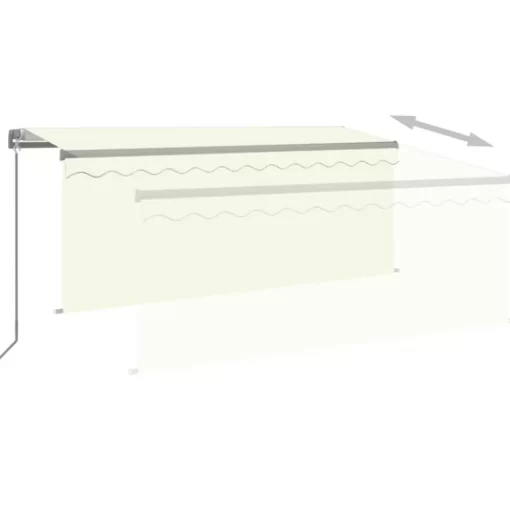 vidaXL Lawn & Garden* Manual Retractable Awning With Blind&Led 9.8'X8.2' Cream