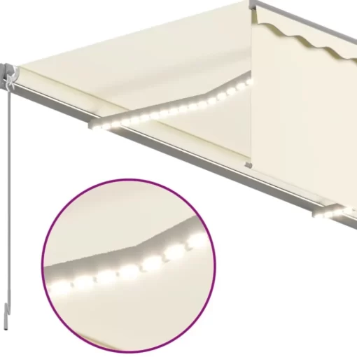 vidaXL Lawn & Garden* Manual Retractable Awning With Blind&Led 9.8'X8.2' Cream