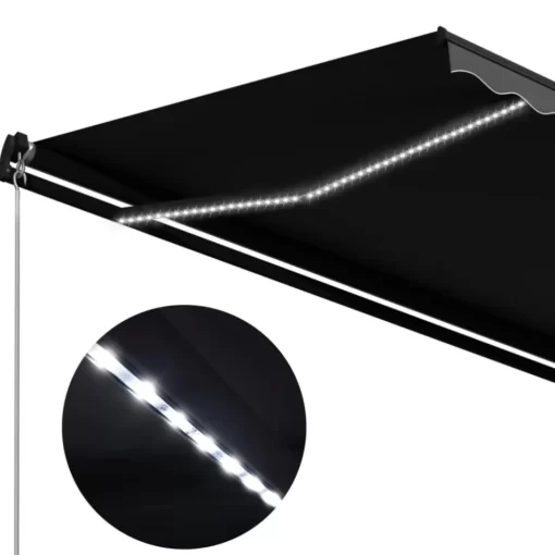 vidaXL Lawn & Garden* Manual Retractable Awning With Led 118.1"X98.4" Anthracite