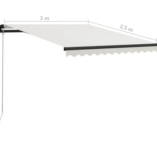 vidaXL Lawn & Garden* Manual Retractable Awning With Led 118.1"X98.4" Cream