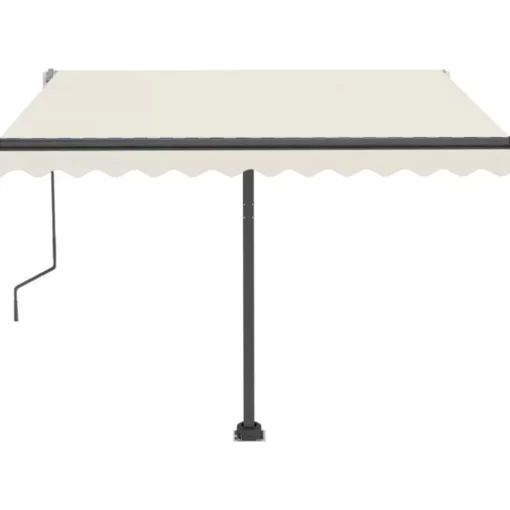 vidaXL Lawn & Garden* Manual Retractable Awning With Led 118.1"X98.4" Cream