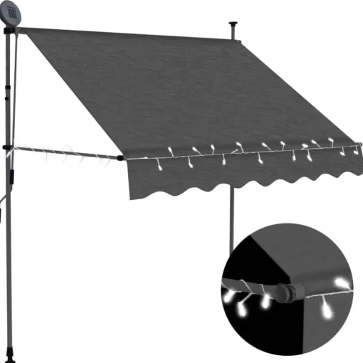 vidaXL Lawn & Garden* Manual Retractable Awning With Led 39.4" Anthracite