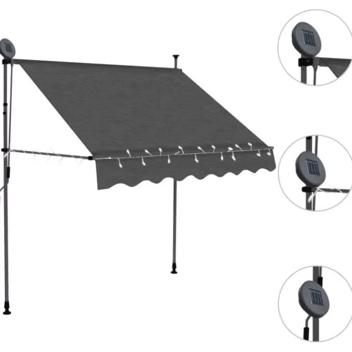 vidaXL Lawn & Garden* Manual Retractable Awning With Led 39.4" Anthracite