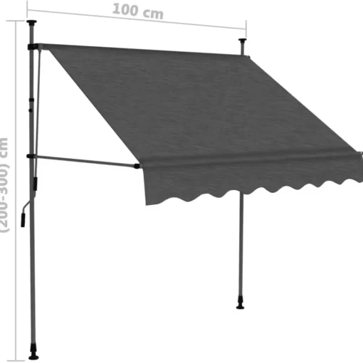 vidaXL Lawn & Garden* Manual Retractable Awning With Led 39.4" Anthracite