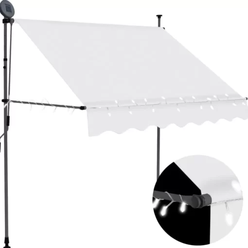 vidaXL Lawn & Garden* Manual Retractable Awning With Led 39.4" Cream