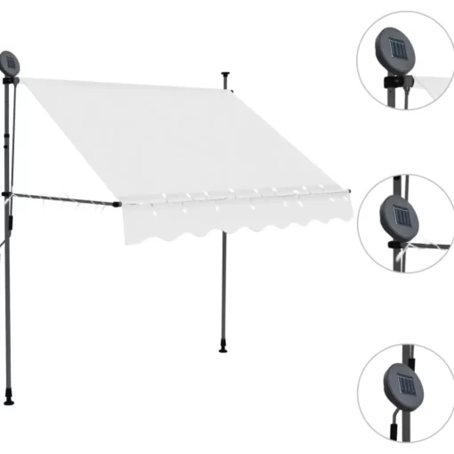 vidaXL Lawn & Garden* Manual Retractable Awning With Led 39.4" Cream