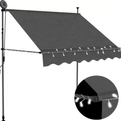 vidaXL Lawn & Garden* Manual Retractable Awning With Led 78.7" Anthracite