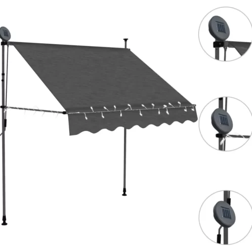 vidaXL Lawn & Garden* Manual Retractable Awning With Led 78.7" Anthracite