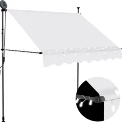 vidaXL Lawn & Garden* Manual Retractable Awning With Led 78.7" Cream