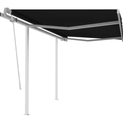 vidaXL Lawn & Garden* Manual Retractable Awning With Posts 9.8'X8.2' Anthracite