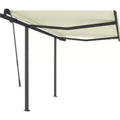 vidaXL Lawn & Garden* Manual Retractable Awning With Posts 9.8'X8.2' Cream