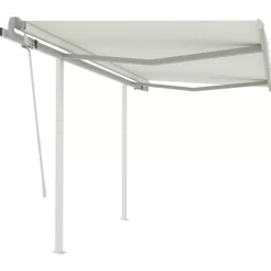 vidaXL Lawn & Garden* Manual Retractable Awning With Posts 9.8'X8.2' Cream