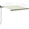 vidaXL Lawn & Garden* Manual Retractable Awning With Posts 9.8'X8.2' Cream