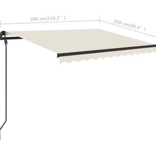 vidaXL Lawn & Garden* Manual Retractable Awning With Posts 9.8'X8.2' Cream