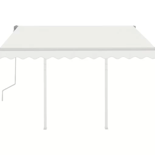 vidaXL Lawn & Garden* Manual Retractable Awning With Posts 9.8'X8.2' Cream