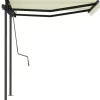 vidaXL Lawn & Garden* Manual Retractable Awning With Posts 9.8'X8.2' Cream