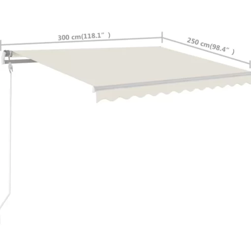 vidaXL Lawn & Garden* Manual Retractable Awning With Posts 9.8'X8.2' Cream