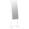 vidaXL Decor* Mirror Jewellery Cabinet Free Standing White 16.5