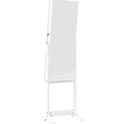 vidaXL Decor* Mirror Jewellery Cabinet Free Standing White 16.5"X15"X59.8"