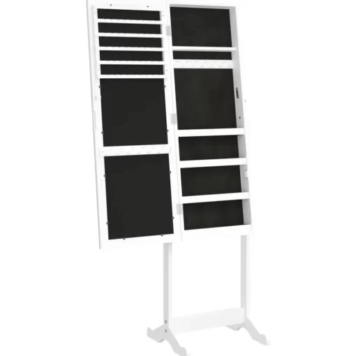 vidaXL Decor* Mirror Jewellery Cabinet Free Standing White 16.5"X15"X59.8"