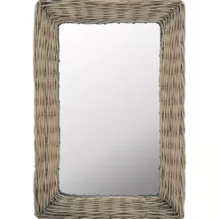 vidaXL Decor* Mirror Wicker Brown 15.7"X23.6"