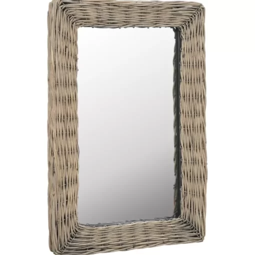 vidaXL Decor* Mirror Wicker Brown 15.7"X23.6"