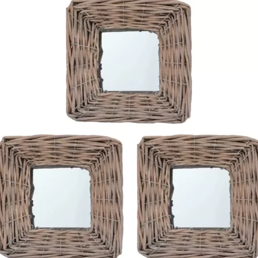 vidaXL Decor* Mirrors 3 Pcs 5.9"X5.9" Wicker