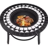 vidaXL Fireplaces* Mosaic Fire Pit Black And White 26.8