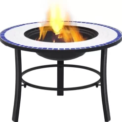 vidaXL Fireplaces* Mosaic Fire Pit Blue And White 26.8" Ceramic