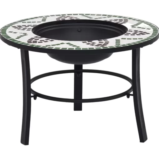 vidaXL Fireplaces* Mosaic Fire Pit Green 26.8" Ceramic