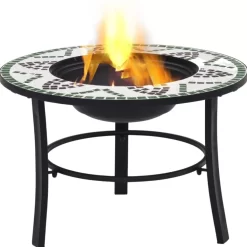 vidaXL Fireplaces* Mosaic Fire Pit Green 26.8" Ceramic