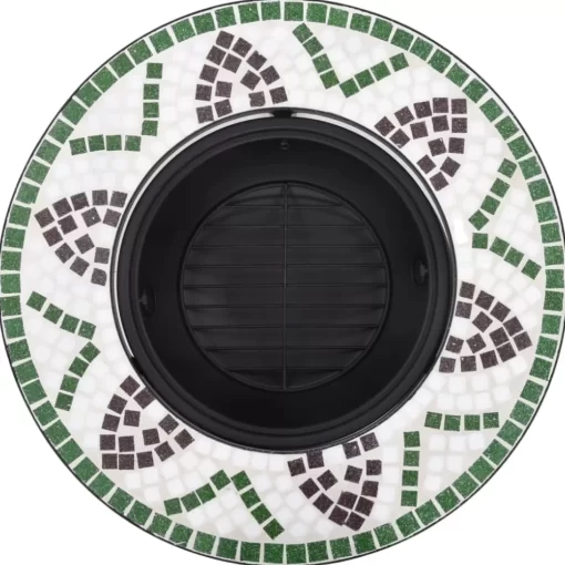 vidaXL Fireplaces* Mosaic Fire Pit Green 26.8" Ceramic