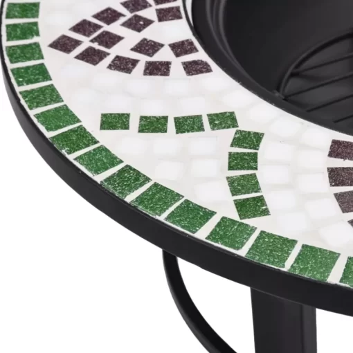 vidaXL Fireplaces* Mosaic Fire Pit Green 26.8" Ceramic