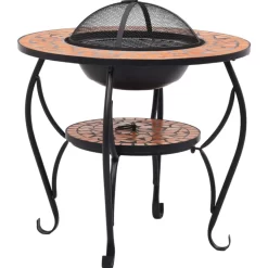 vidaXL Fireplaces* Mosaic Fire Pit Table Terracotta 26.8" Ceramic