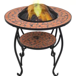 vidaXL Fireplaces* Mosaic Fire Pit Table Terracotta 26.8" Ceramic