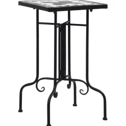 vidaXL Lawn & Garden* Mosaic Side Table Black And White Ceramic