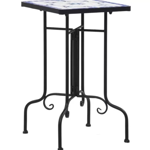 vidaXL Lawn & Garden* Mosaic Side Table Blue And White Ceramic