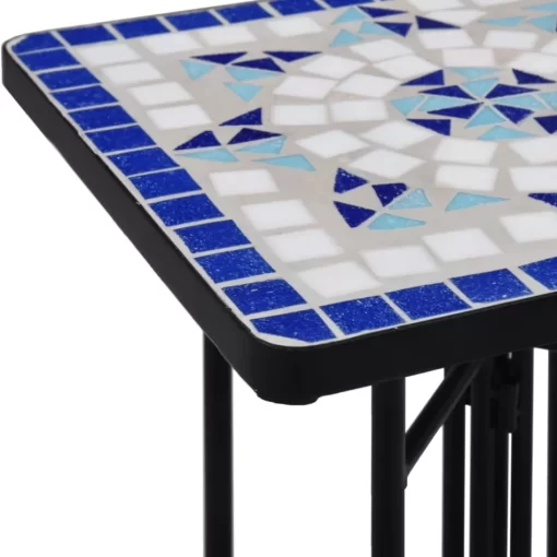 vidaXL Lawn & Garden* Mosaic Side Table Blue And White Ceramic