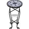 vidaXL Lawn & Garden* Mosaic Side Table Plant Table Black White