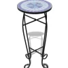 vidaXL Lawn & Garden* Mosaic Side Table Plant Table Blue White