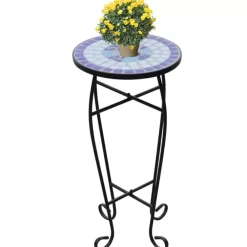 vidaXL Lawn & Garden* Mosaic Side Table Plant Table Blue White