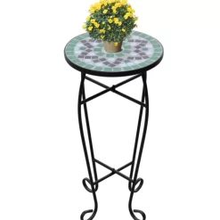 vidaXL Lawn & Garden* Mosaic Side Table Plant Table Green White