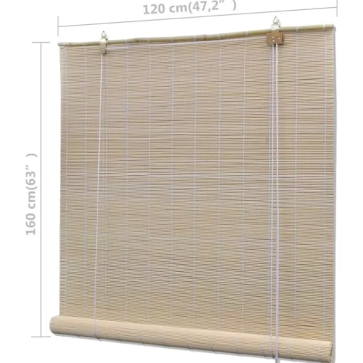 vidaXL Decor* Natural Bamboo Roller Blinds 2 Pcs 47.2"X63"