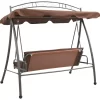 vidaXL Lawn & Garden* Outdoor Convertible Swing Bench With Canopy Coffee