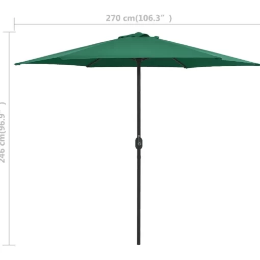 vidaXL Lawn & Garden* Outdoor Parasol With Aluminum Pole 106.3"X96.9" Green