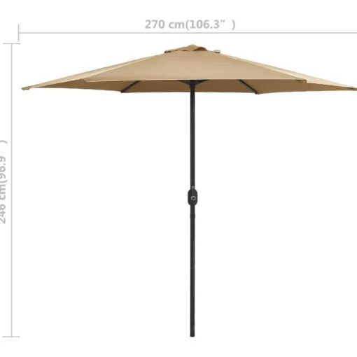 vidaXL Lawn & Garden* Outdoor Parasol With Aluminum Pole 106.3"X96.9" Taupe