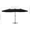 vidaXL Lawn & Garden* Outdoor Parasol With Aluminum Pole 181.1