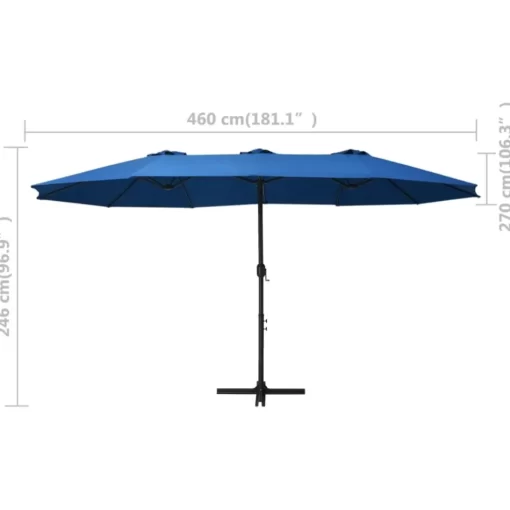 vidaXL Lawn & Garden* Outdoor Parasol With Aluminum Pole 181.1"X106.3" Blue